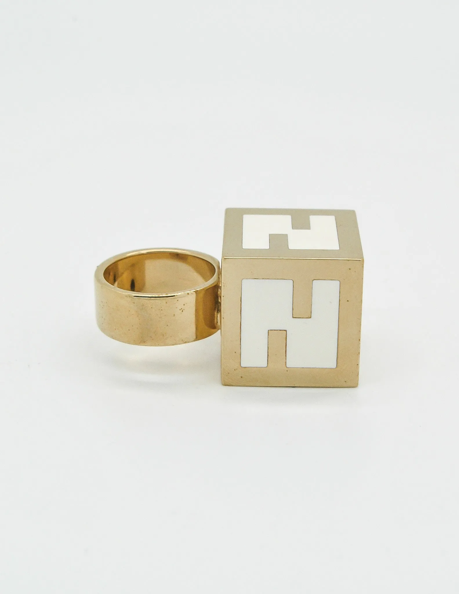 Fendi Vintage Logo Cube Ring