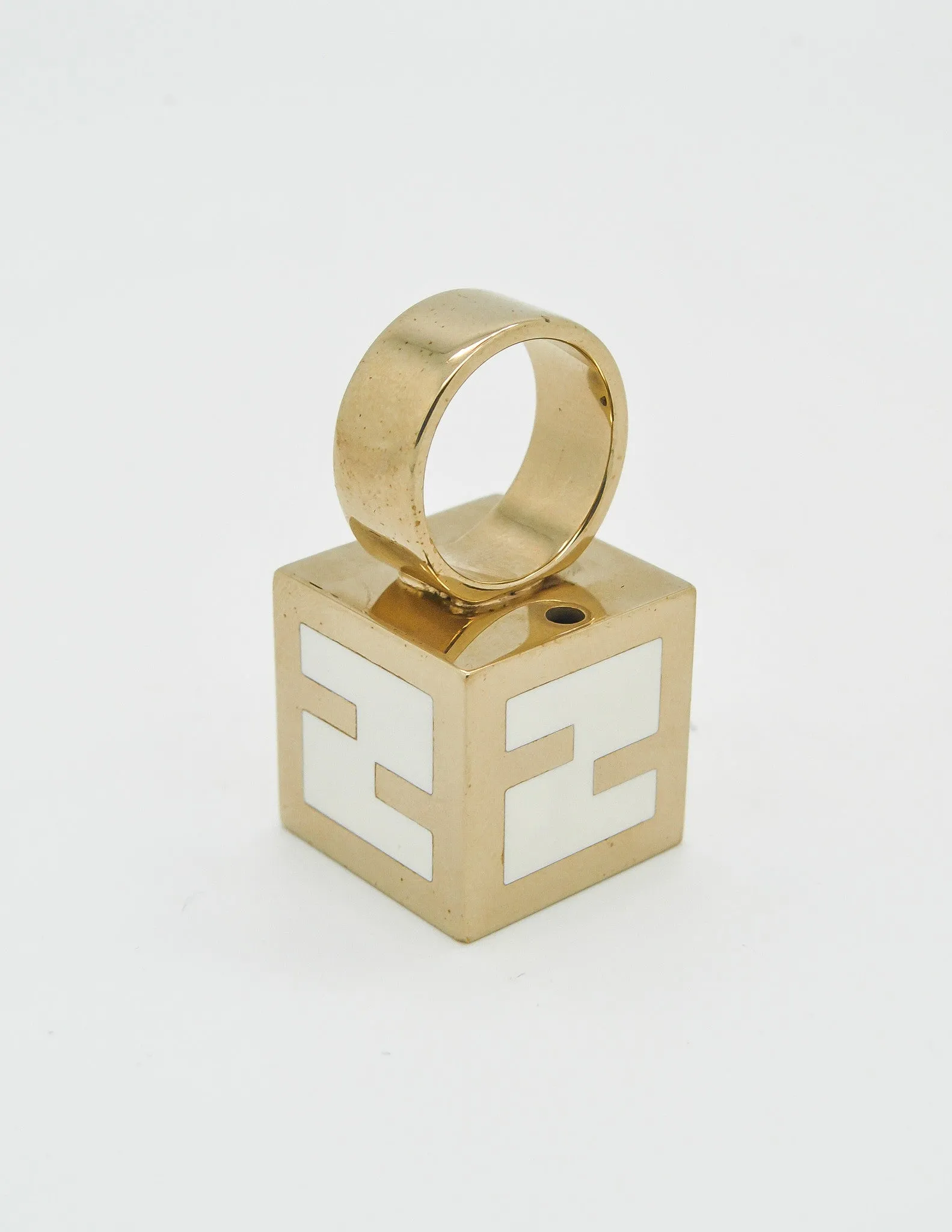 Fendi Vintage Logo Cube Ring