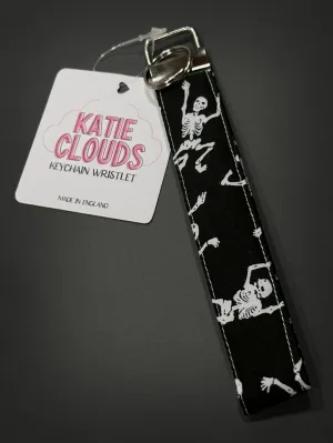 Katie Clouds Keychain Wristlet - Skeletons - Hand Made in England