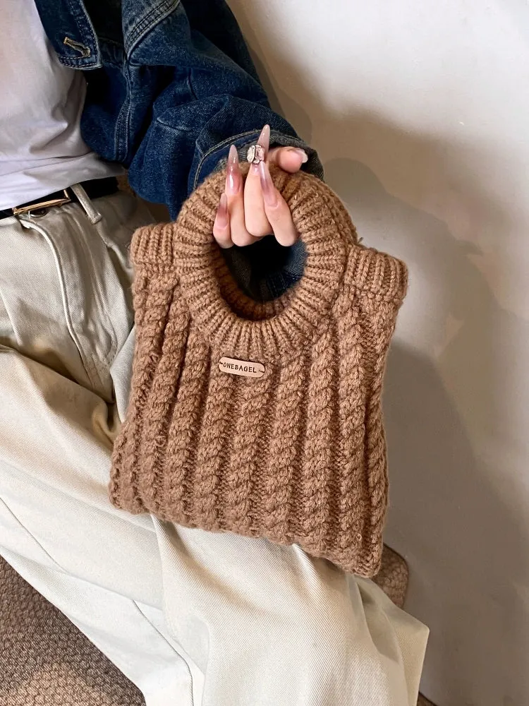 Korie Woolen Knitted Bucket Bag