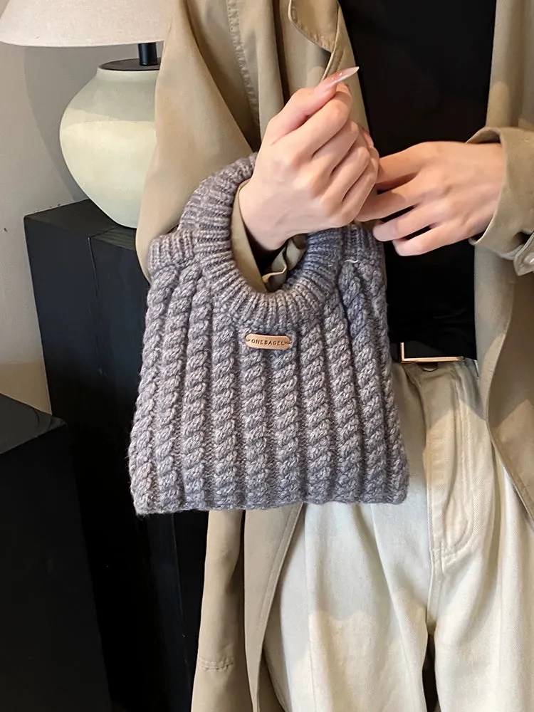 Korie Woolen Knitted Bucket Bag