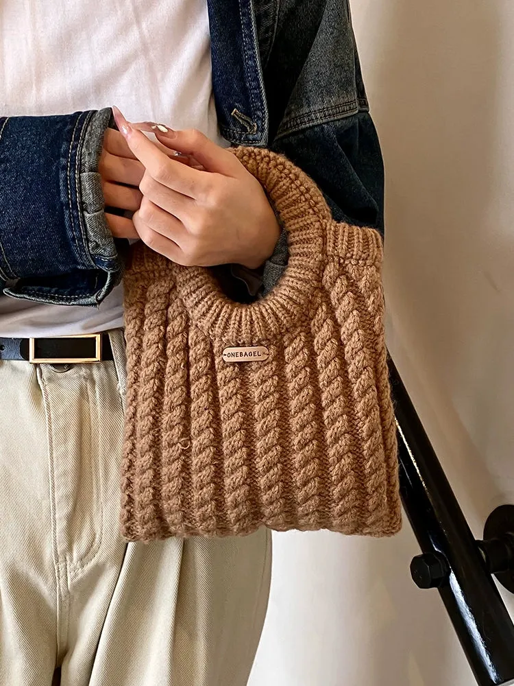 Korie Woolen Knitted Bucket Bag