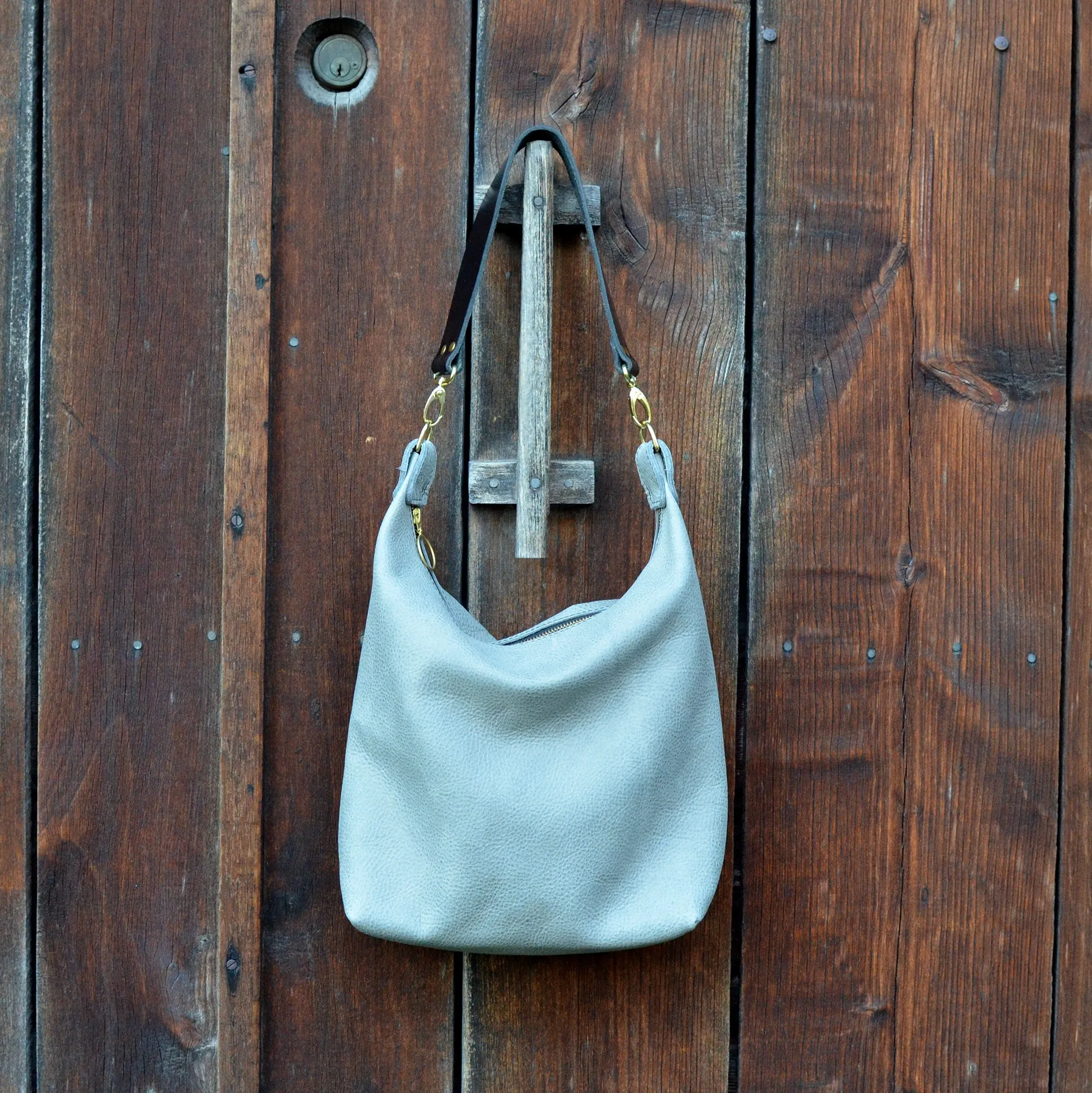 Leather BUCKET Crossbody Bag - Tan Leather