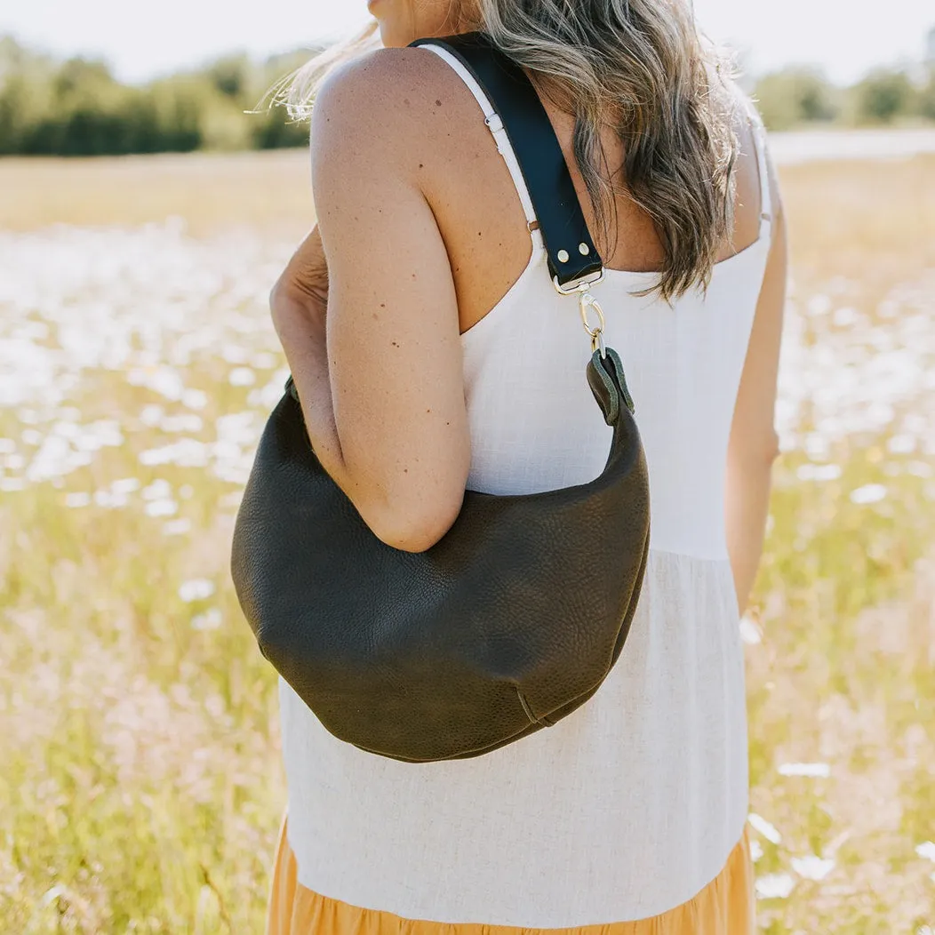 Leather HOBO Crossbody Bag - Olive Green Leather