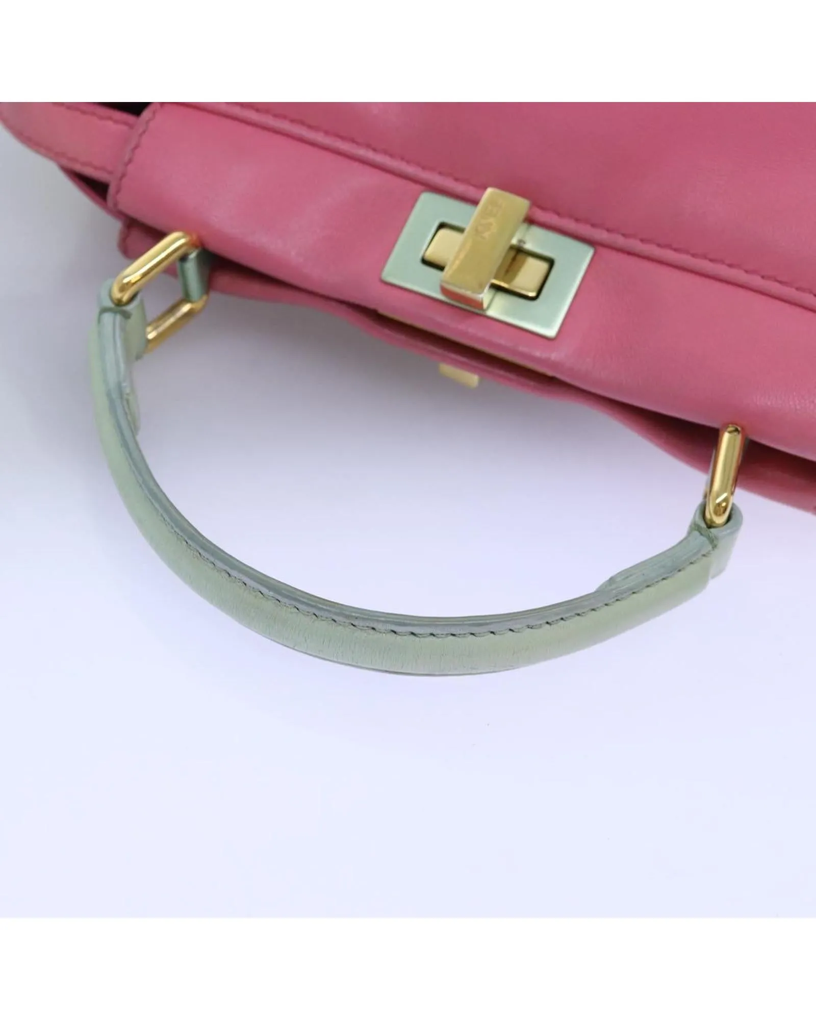 Leather Mini Hand Bag with Shoulder Strap - Pink