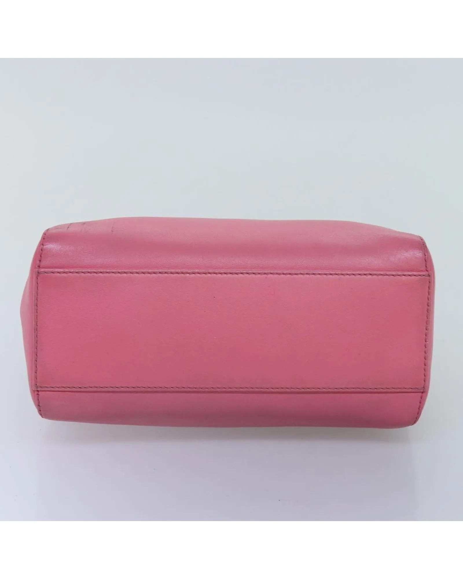 Leather Mini Hand Bag with Shoulder Strap - Pink