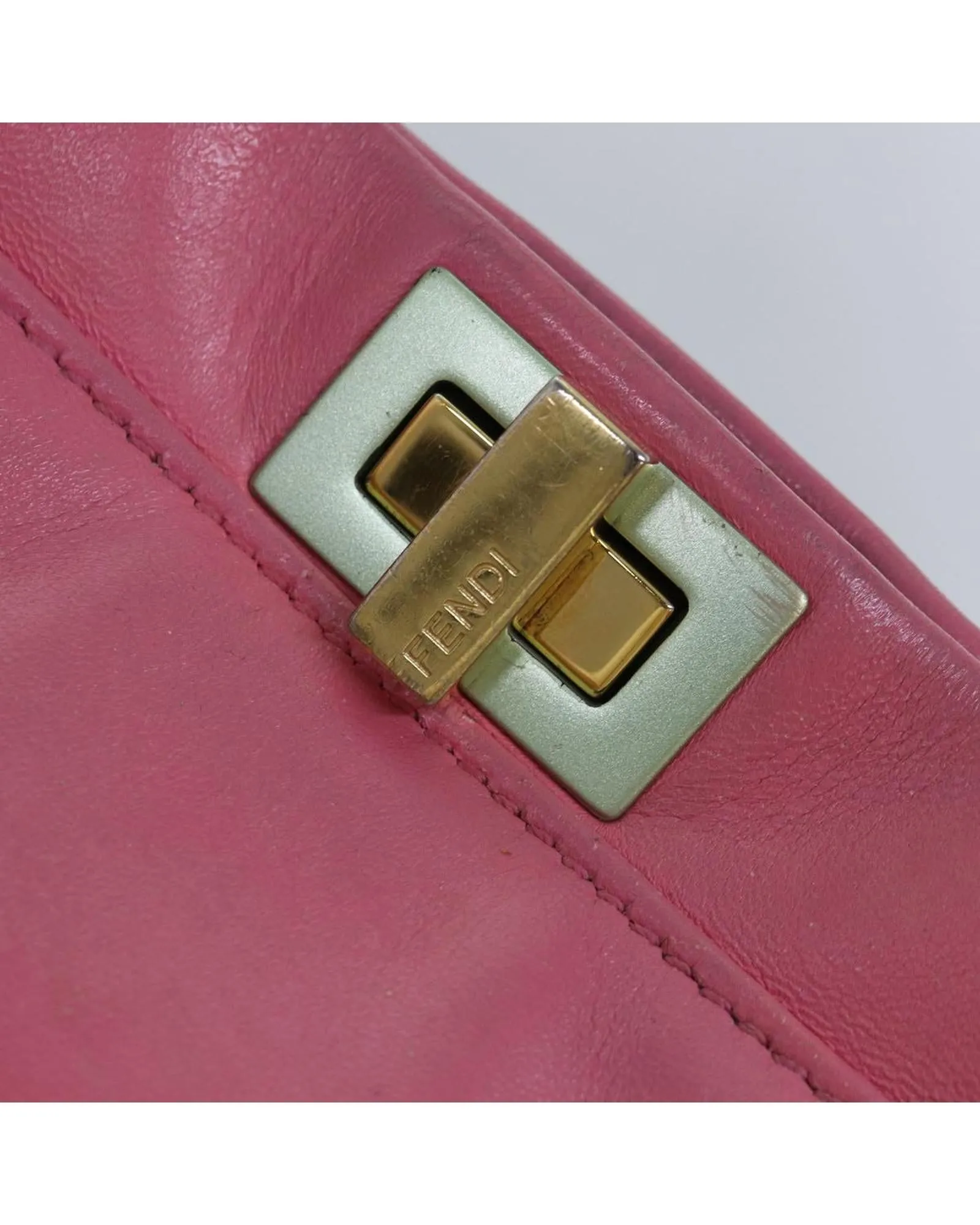 Leather Mini Hand Bag with Shoulder Strap - Pink