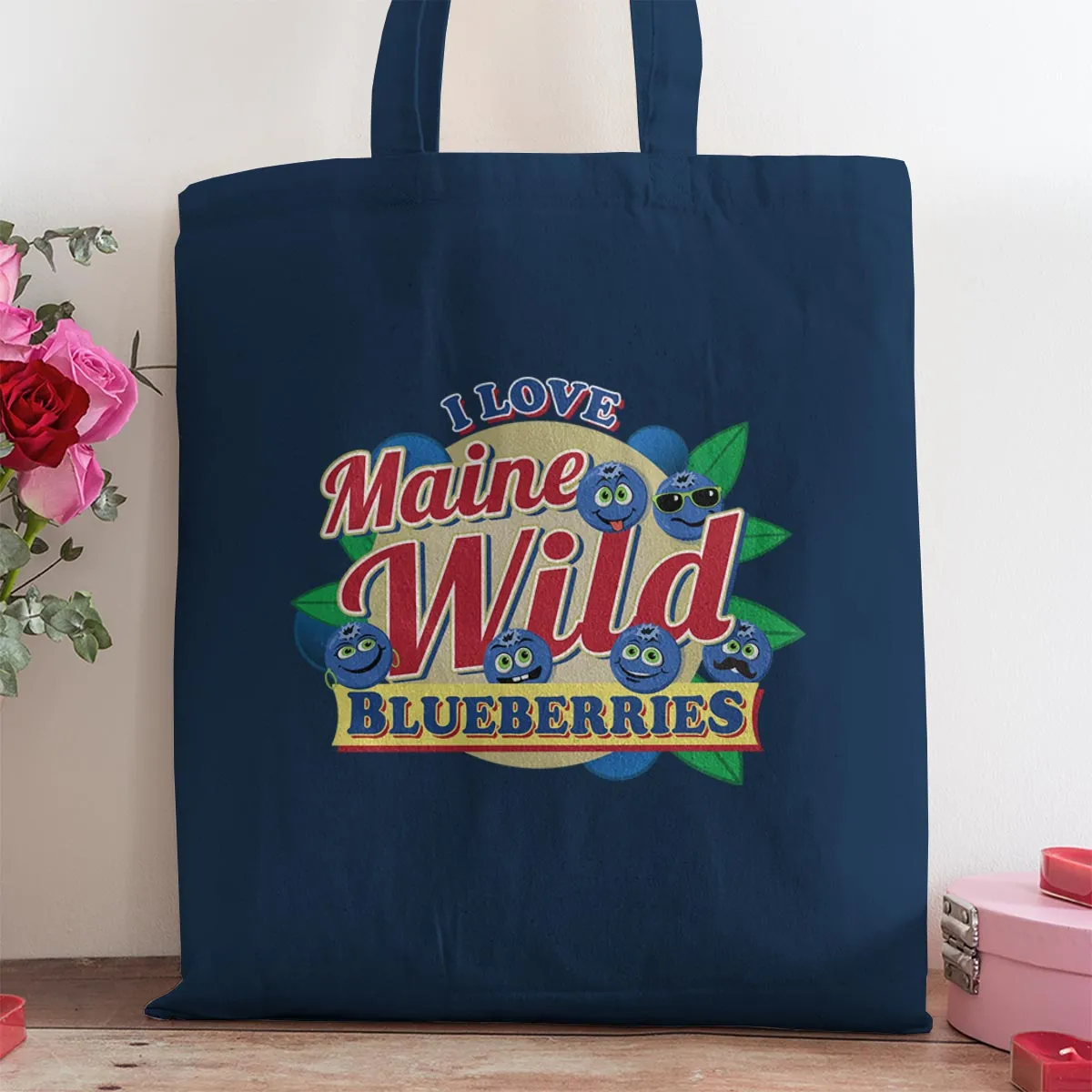 Maine Wild Blueberries Large Canvas Tote Grocery Totes