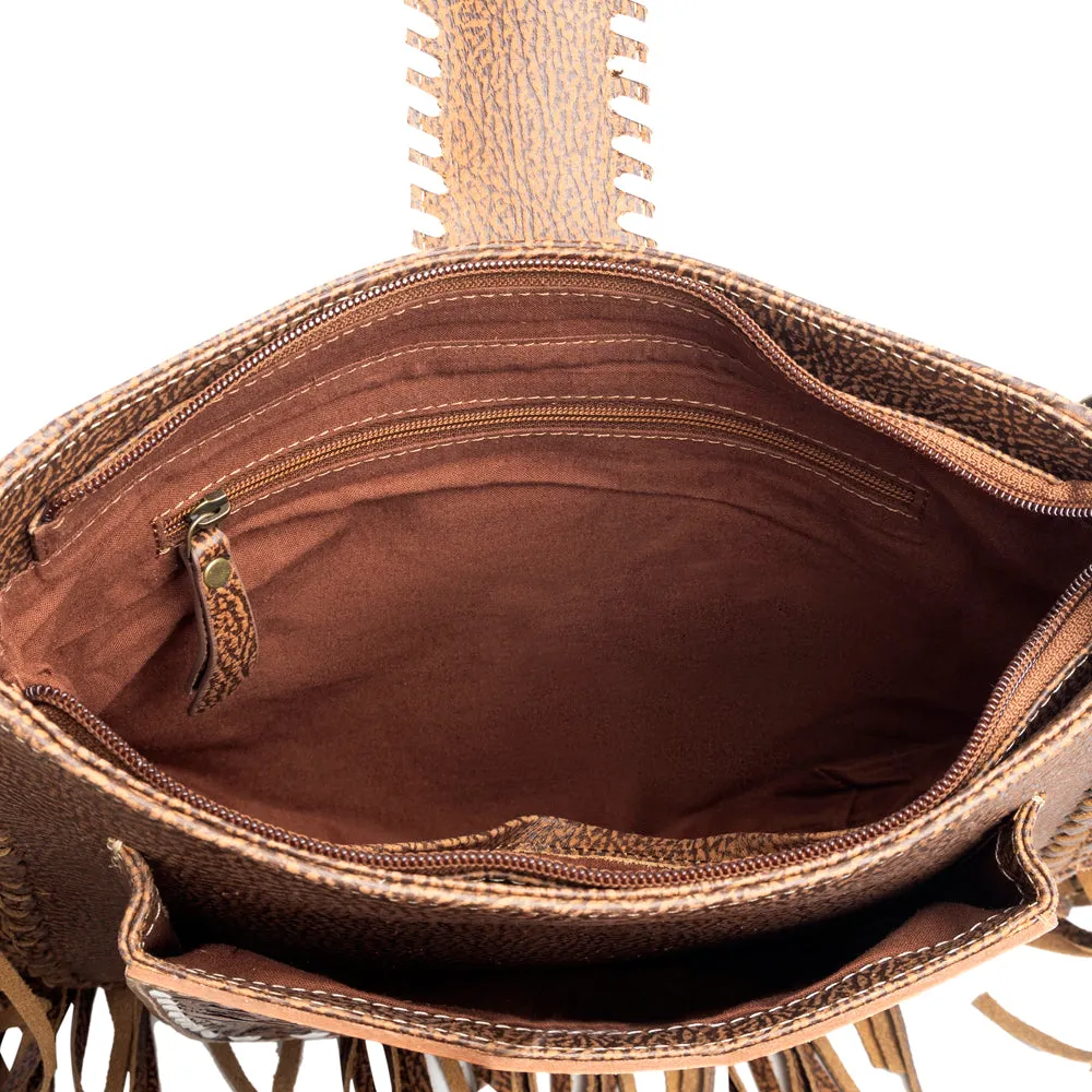 Oro Valley Hand-Tooled Bag in Bourbon Brown