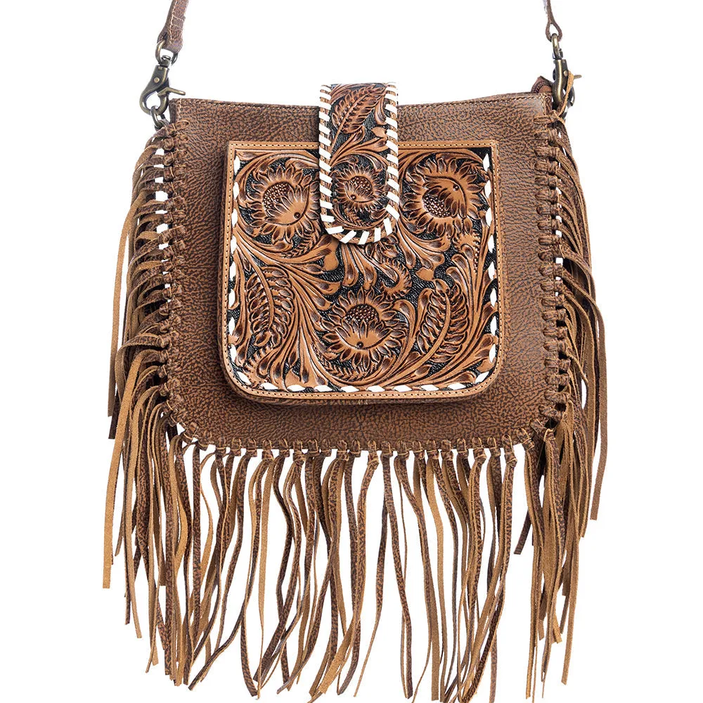 Oro Valley Hand-Tooled Bag in Bourbon Brown