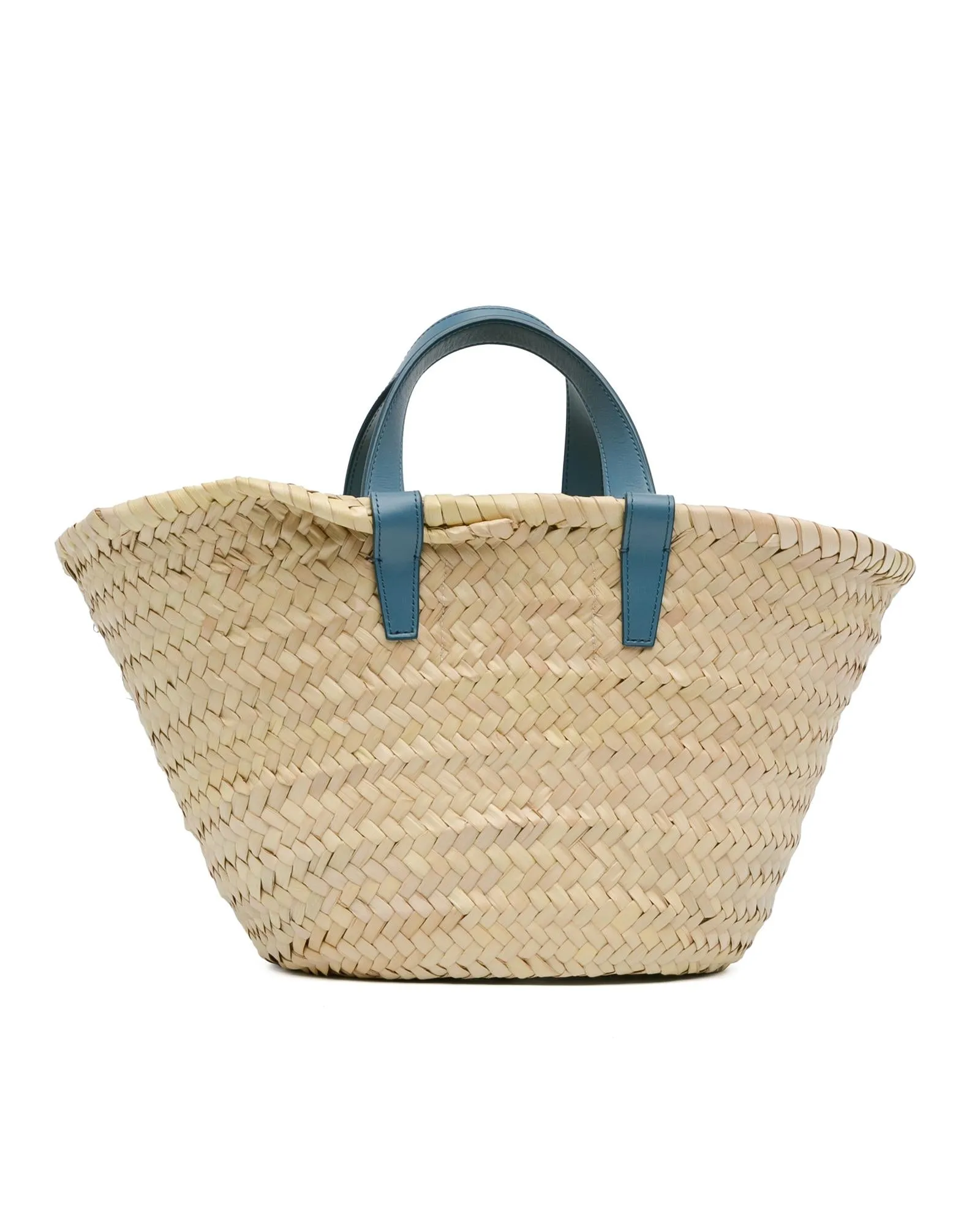 Palm Leaves Woven Tote with Leather Handles and Strap