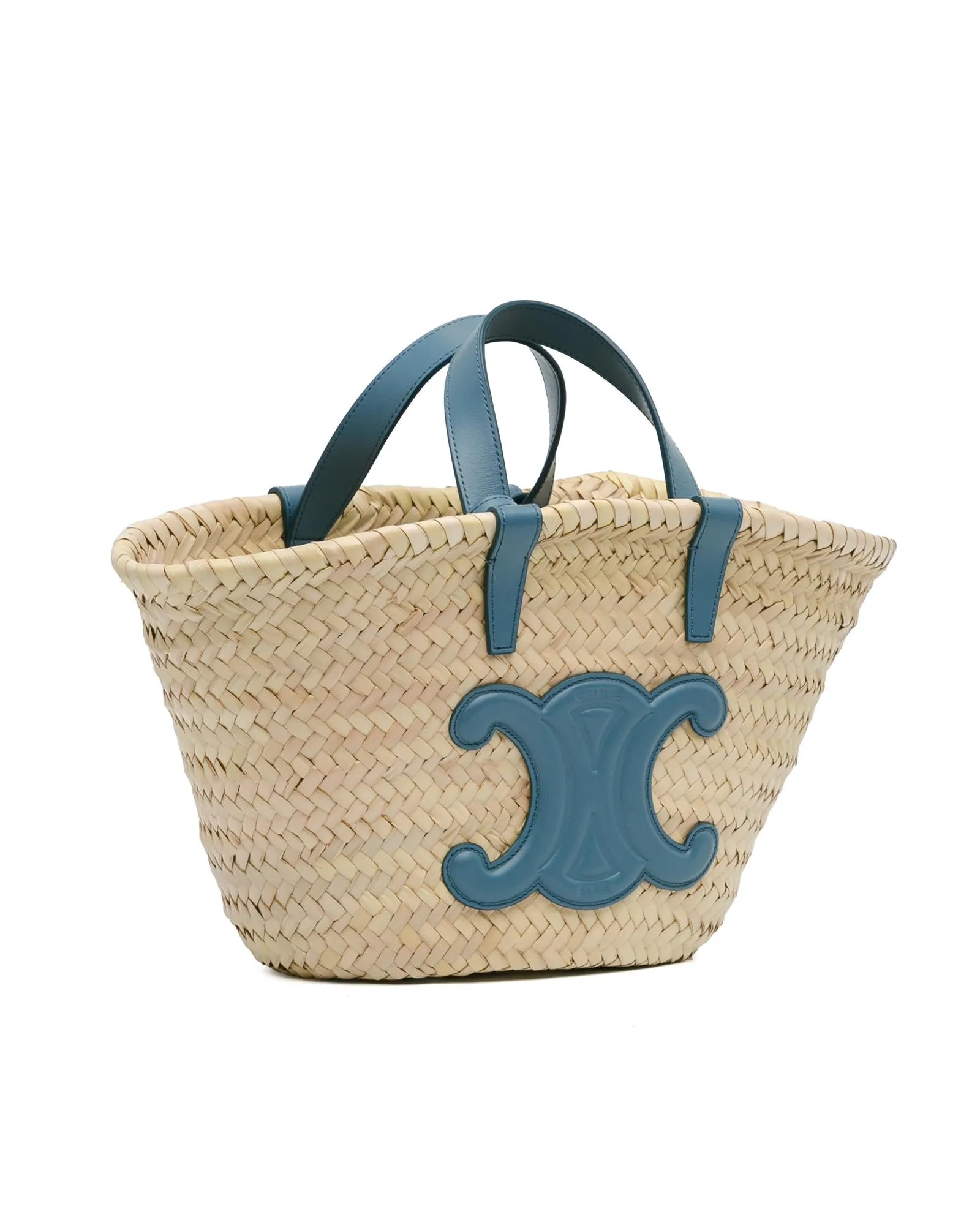 Palm Leaves Woven Tote with Leather Handles and Strap