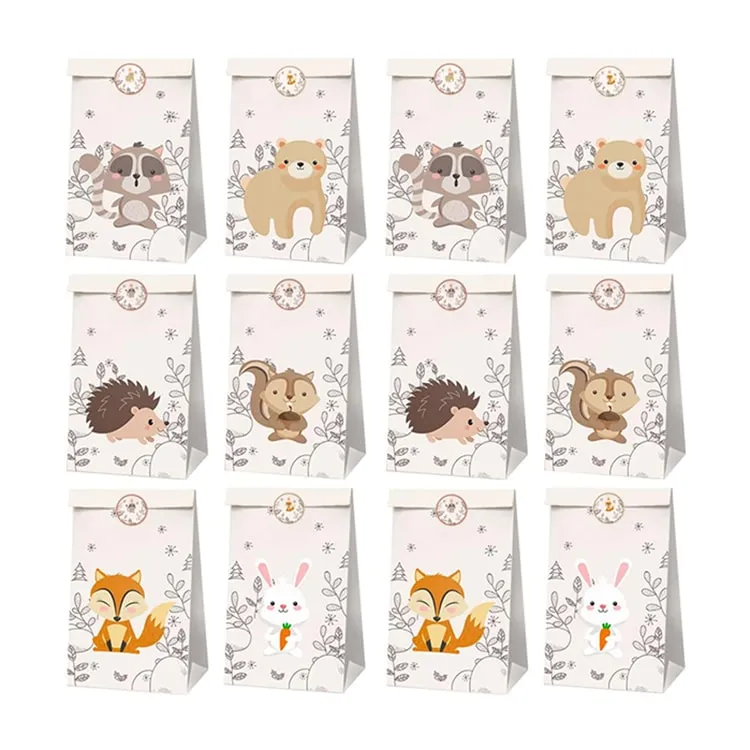 Paper Party Bag | Woodland Animal | 12 Pcs