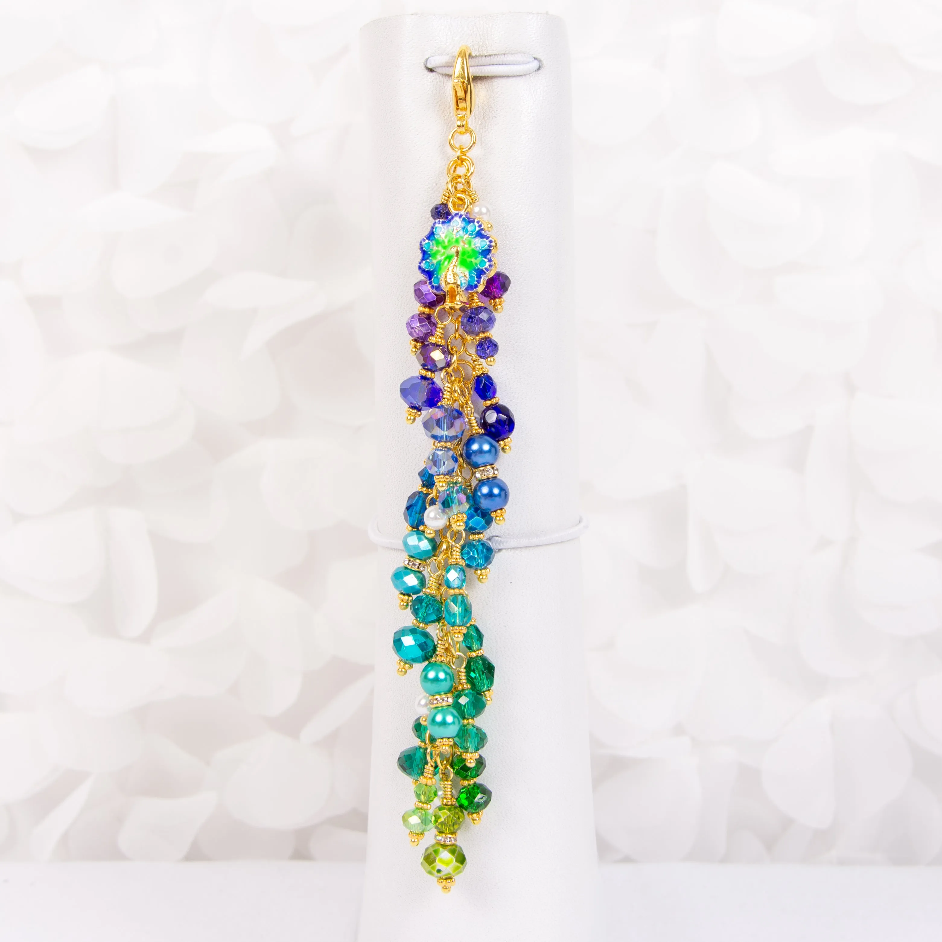 Peacock Planner Charm with Jewel Toned Dangle