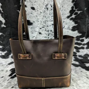 "Kristi" Handmade Brown Leather Tote Bag for Women