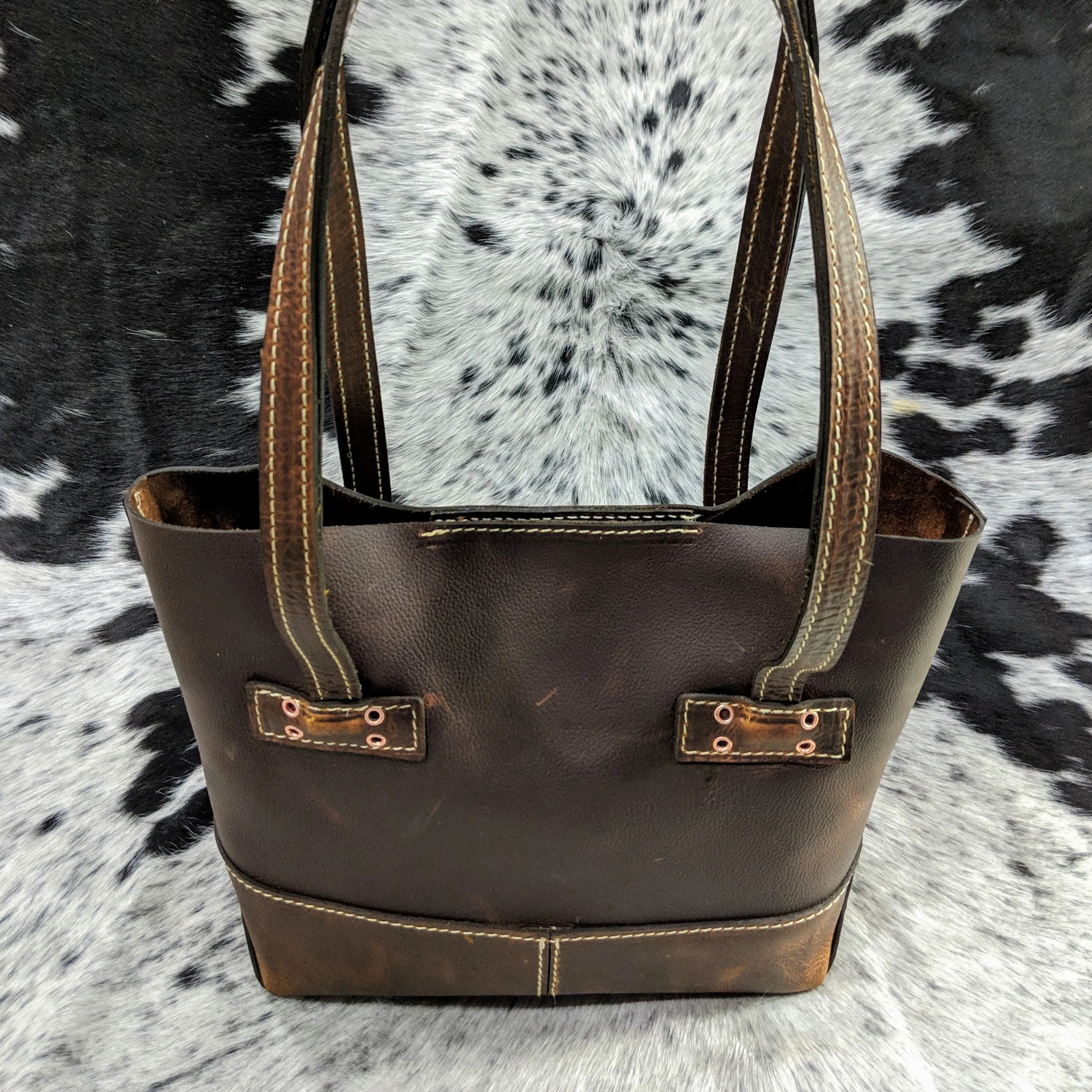 "Kristi" Handmade Brown Leather Tote Bag for Women