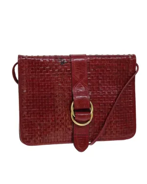 Red Leather Shoulder Bag with Chain Strap