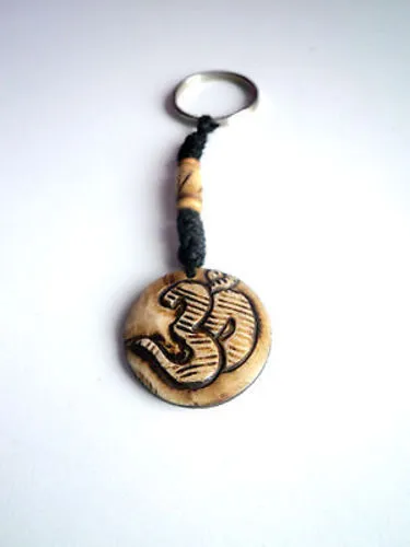 Religious Hindu Om Carved Bone Keychains