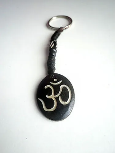 Religious Hindu Om Carved Bone Keychains