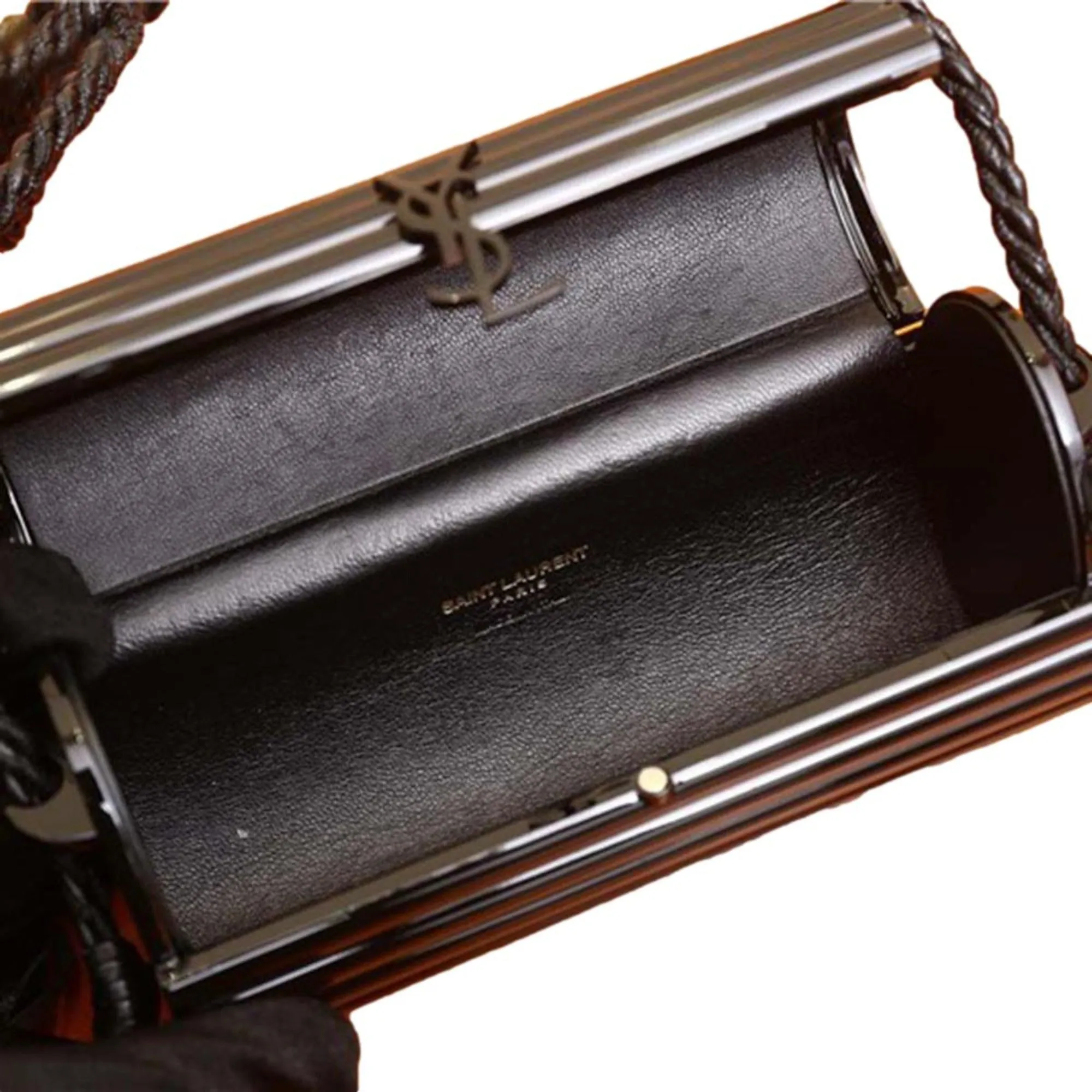 Saint Laurent Black Plexiglass Minaudiere Opium Box Bag