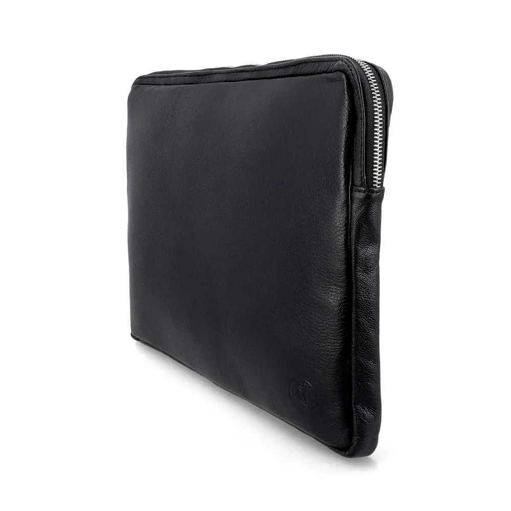 Salvo Black Leather Laptop 15' Sleeve