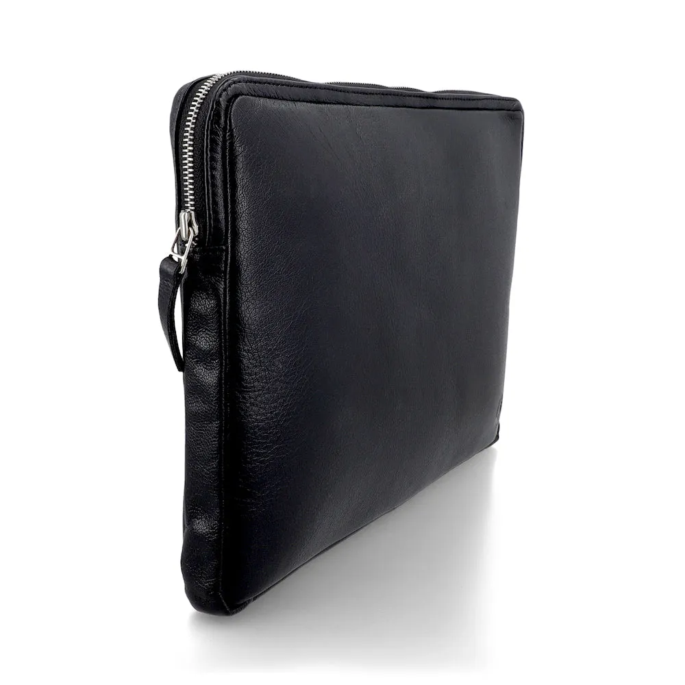 Salvo Black Leather Laptop 15' Sleeve