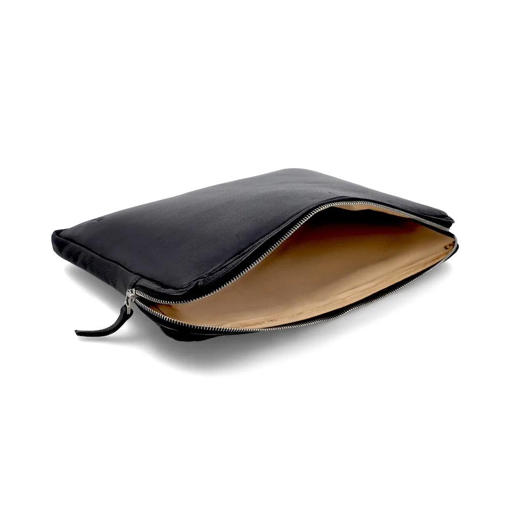 Salvo Black Leather Laptop 15' Sleeve