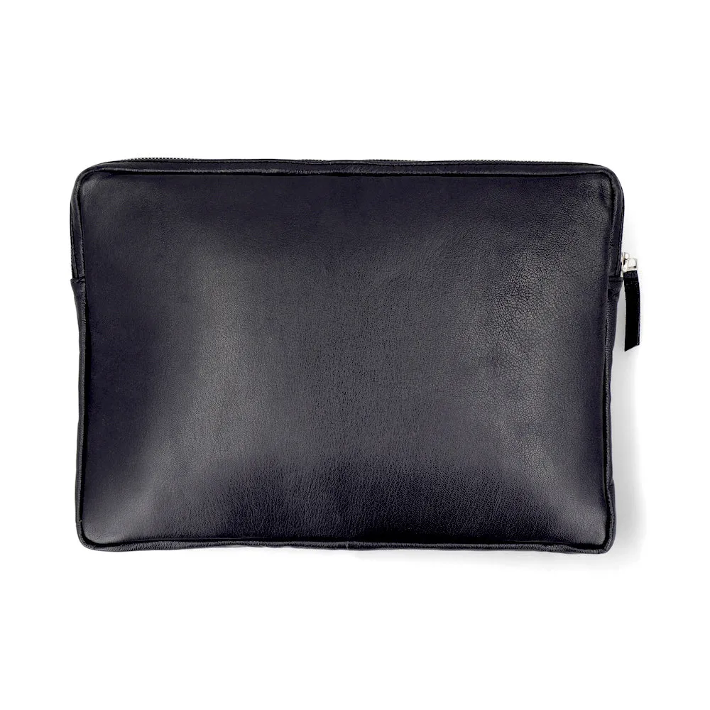 Salvo Black Leather Laptop 15' Sleeve