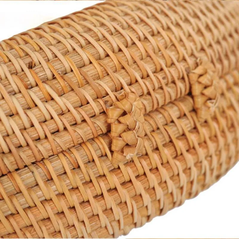 Small Decorative Flap Round Straw Rattan Bag