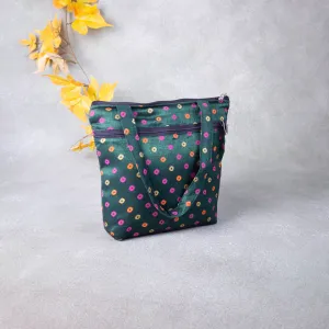 Small Handbag Green Colour with Pink Dots