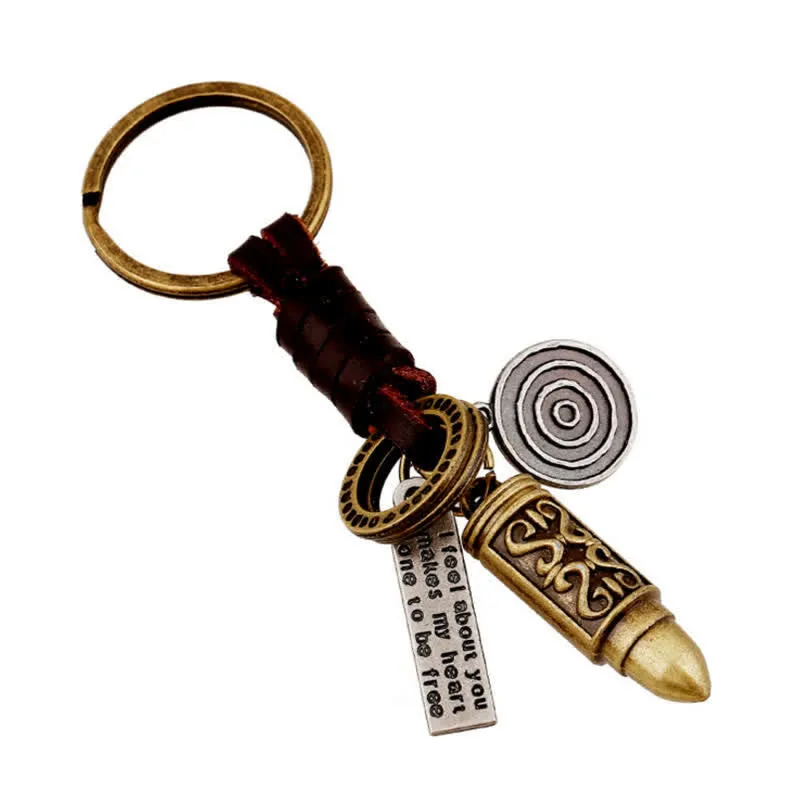 Steampunk Style Bullet Leather Keychain