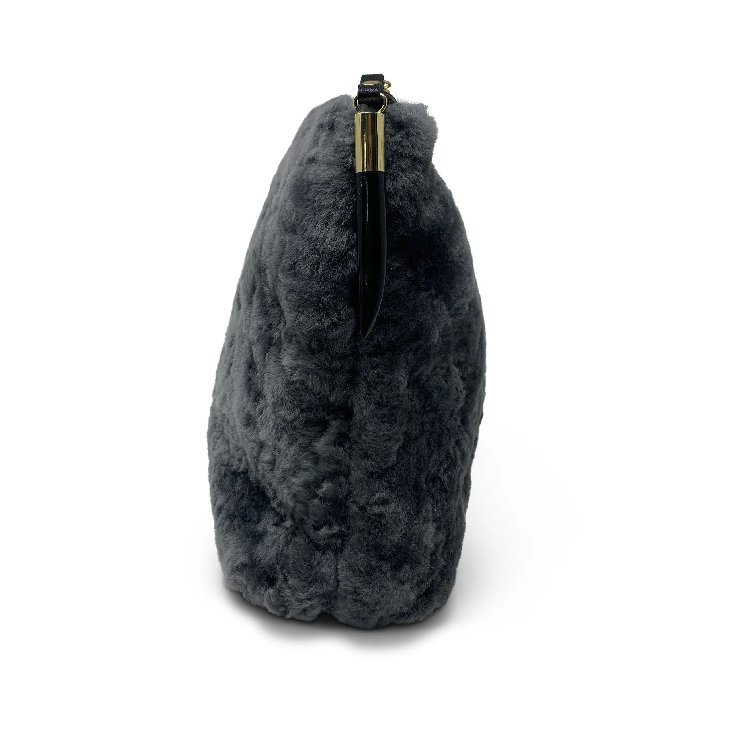 STONE SHEARLING CLUTCH