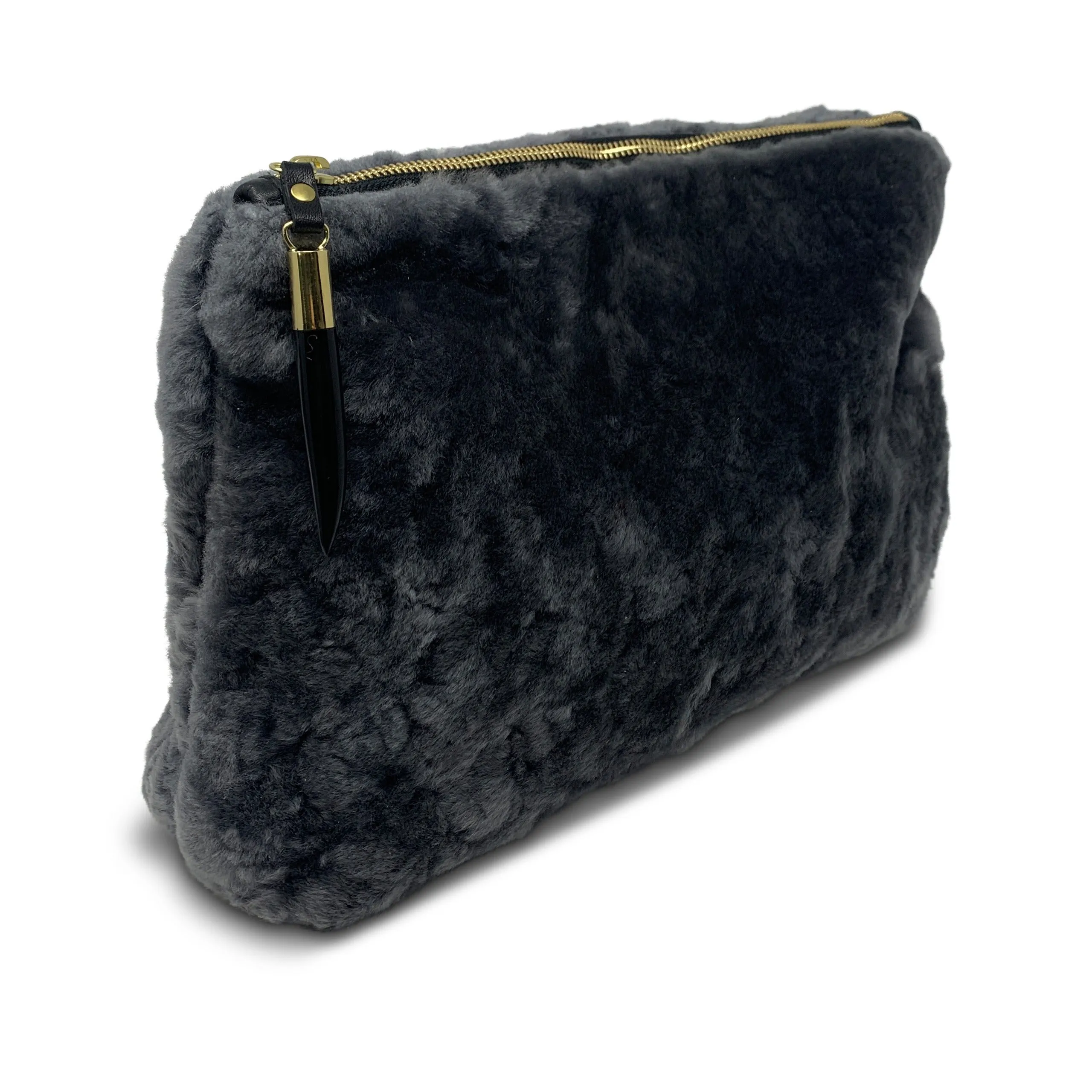 STONE SHEARLING CLUTCH