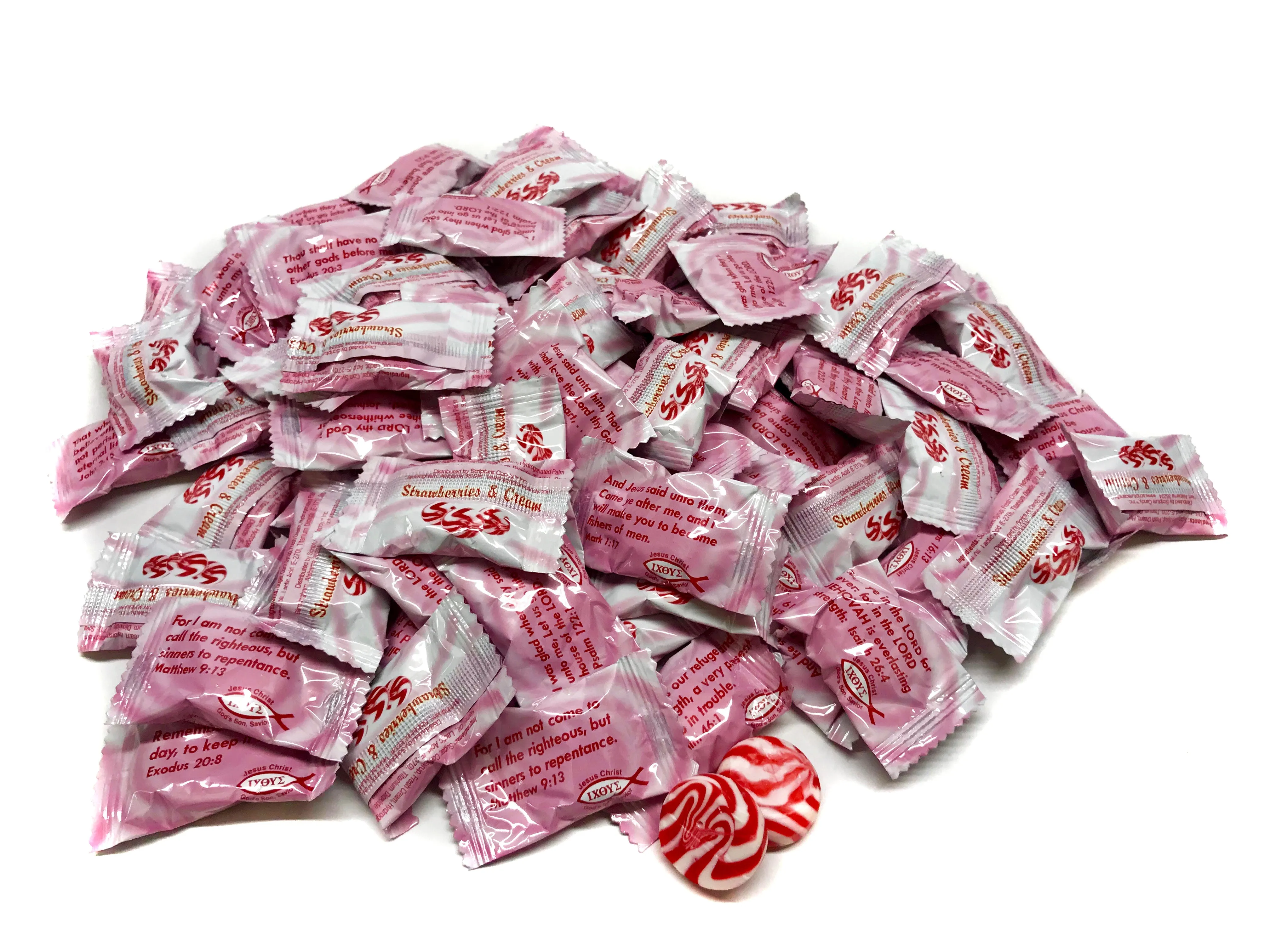 Strawberries & Cream Hard Candy 1 Pound Bag, 75 Pieces