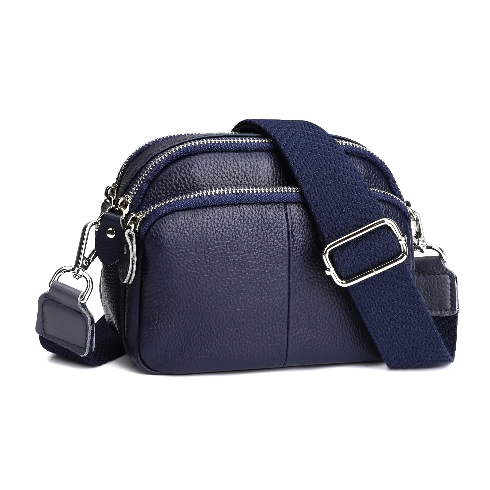 Timeless Style: Triple Zip Genuine Leather Camera Bag