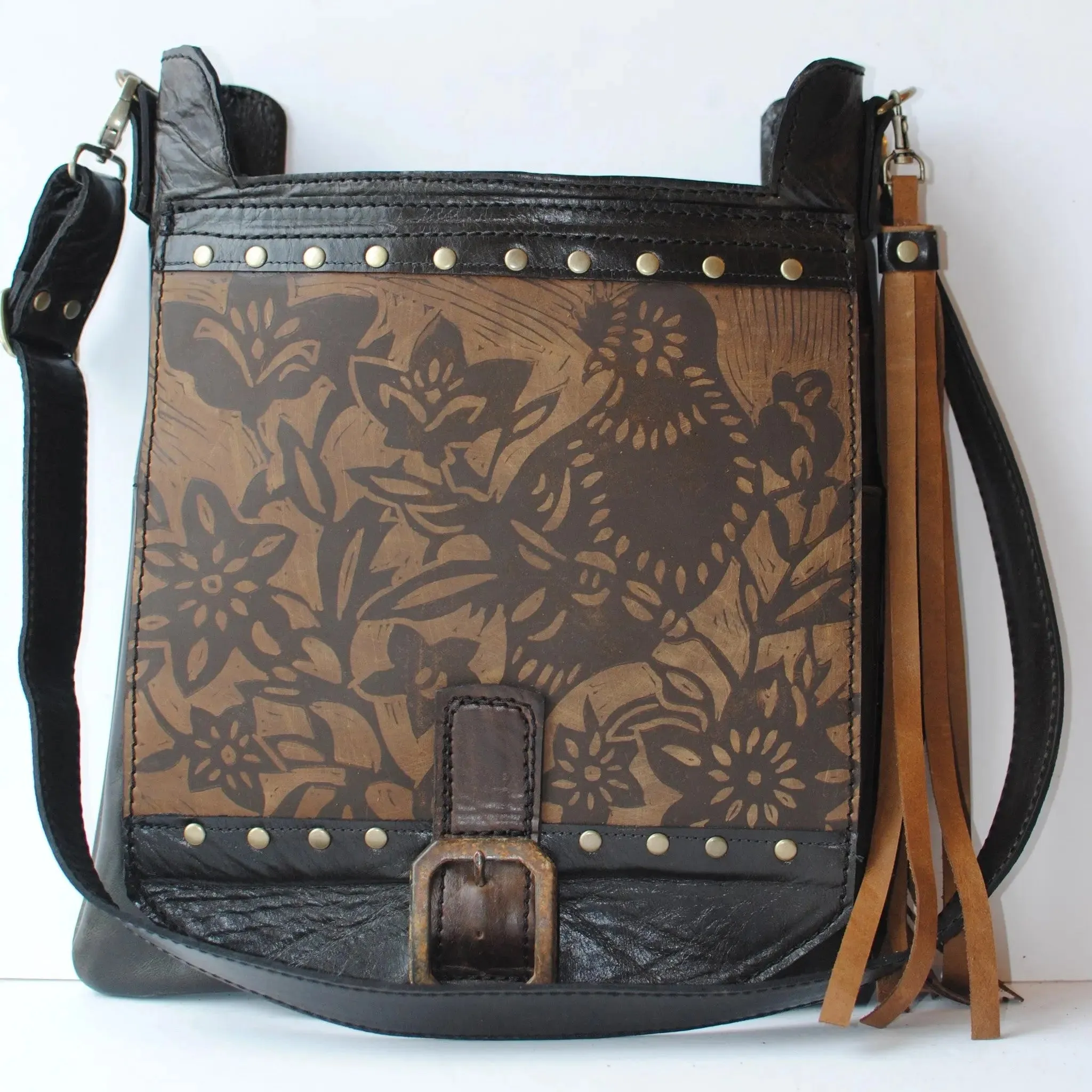 Urban Satchel Handbag in Finch Print by Christina Hankins