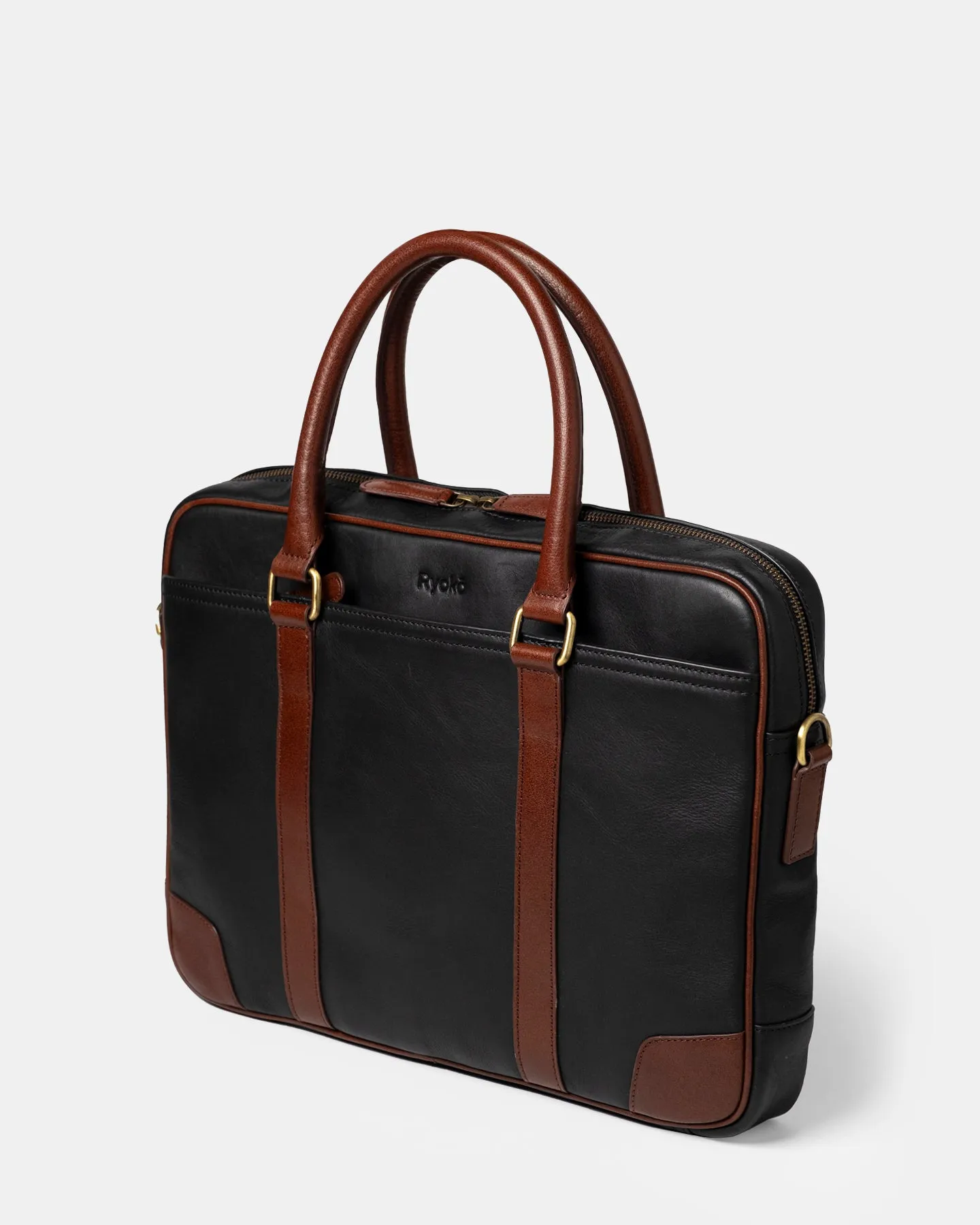 Wellington Work Briefcase | Black & Brown