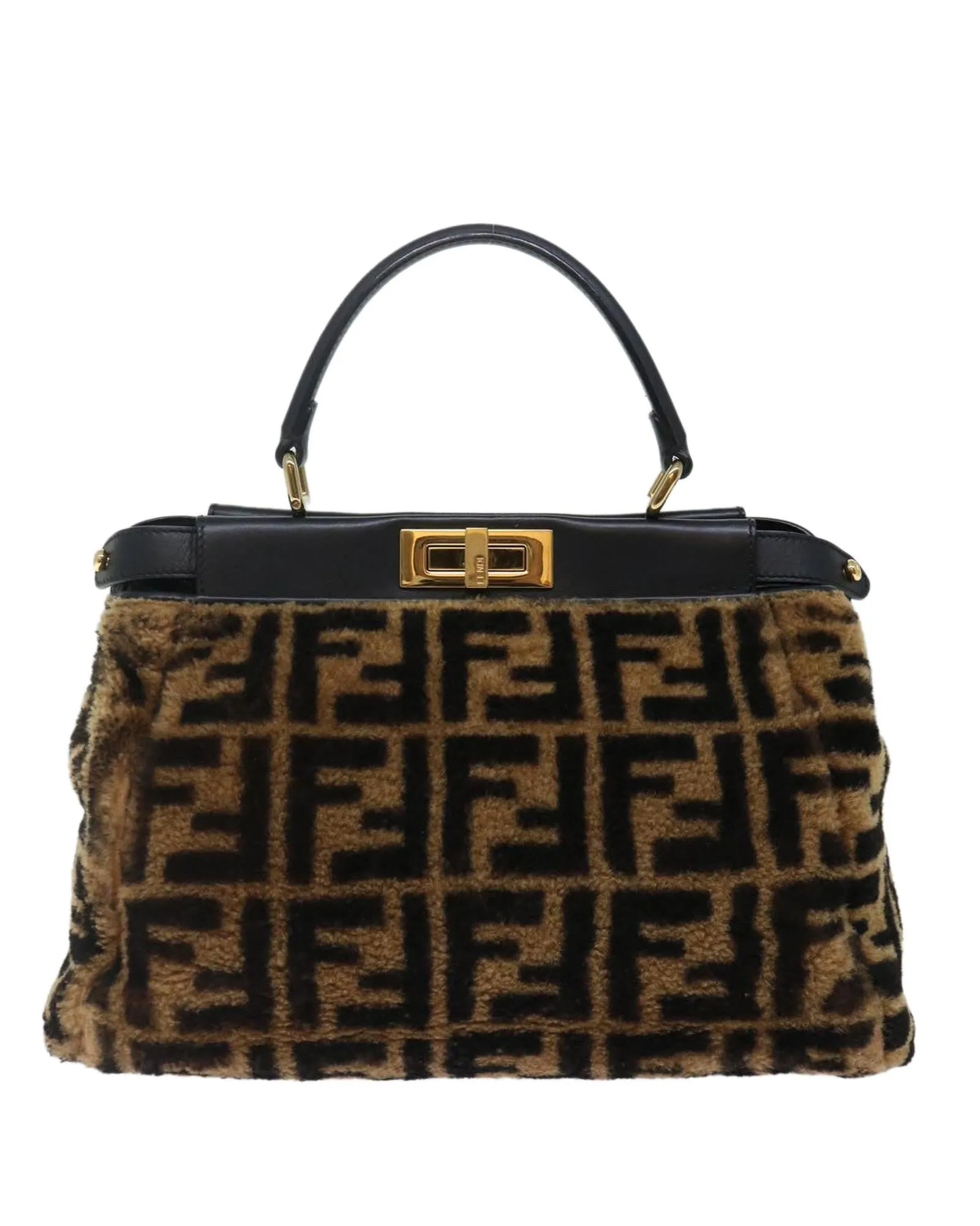 Zucca Canvas Peek A Boo Hand Bag - Brown/Black