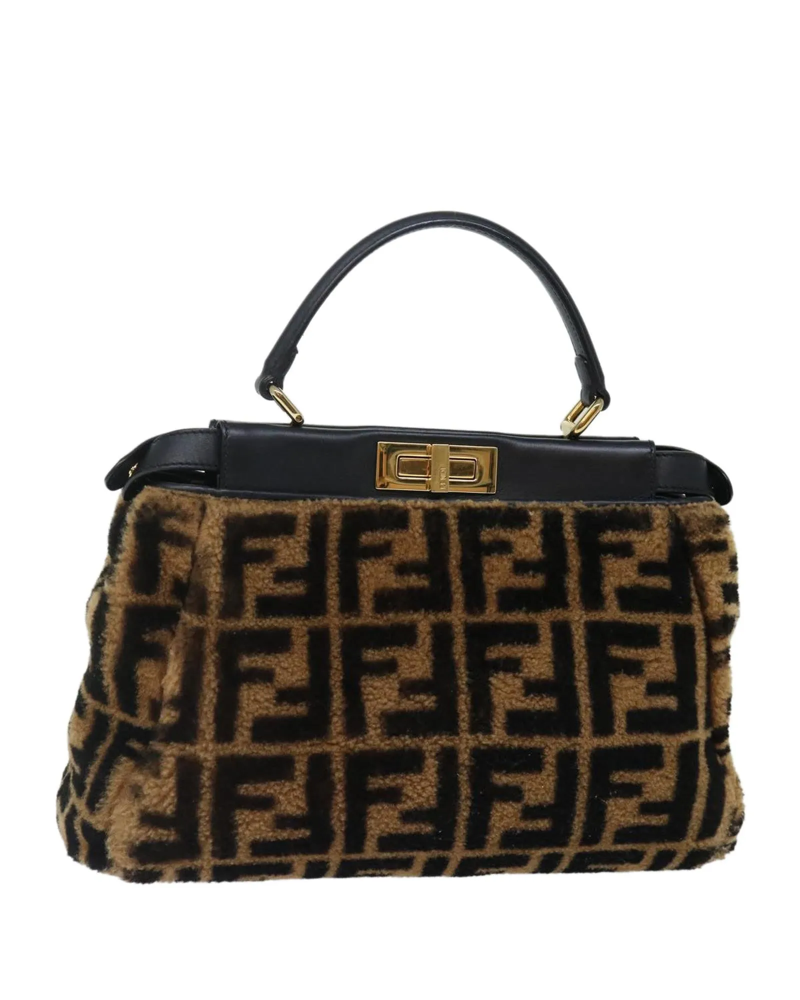 Zucca Canvas Peek A Boo Hand Bag - Brown/Black